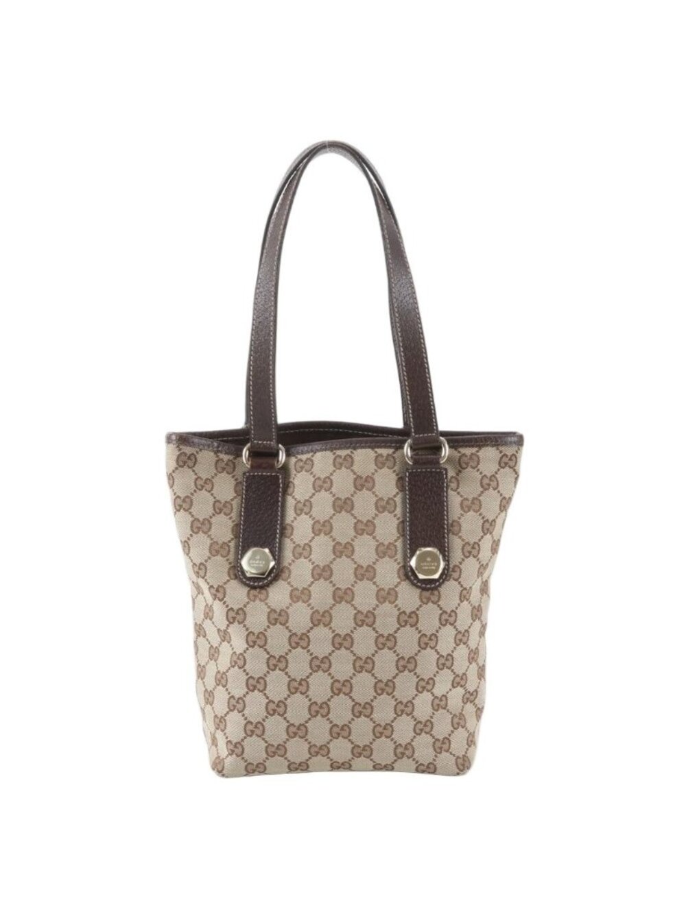 Gucci GG Canvas Leather Mini Tote Shoulder Hand Brown